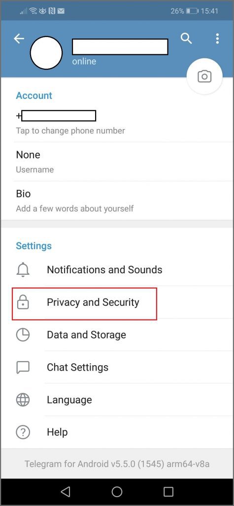 حذف اکانت تلگرام تنظیمات