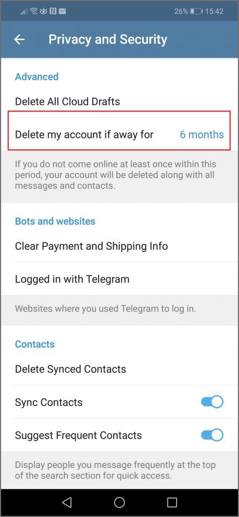 خودتخریبی حذف اکانت تلگرام