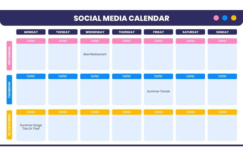 تقویم محتوایی برای شبکه های اجتماعی