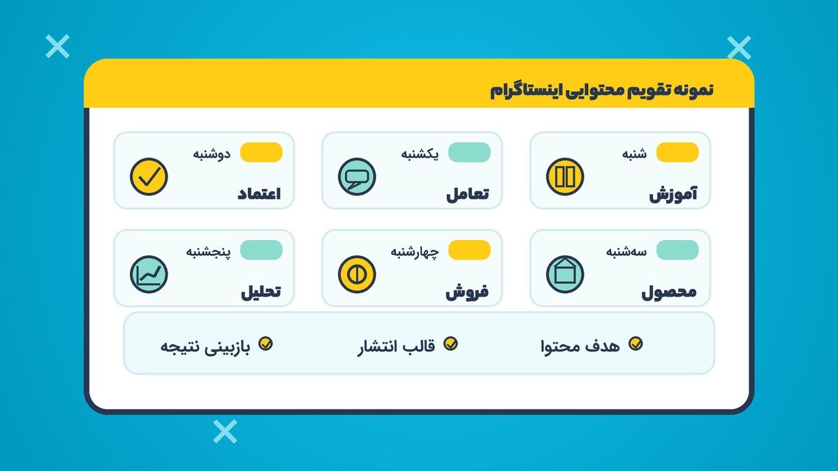 نمونه تقویم محتوایی اینستاگرام برای پیج کاری