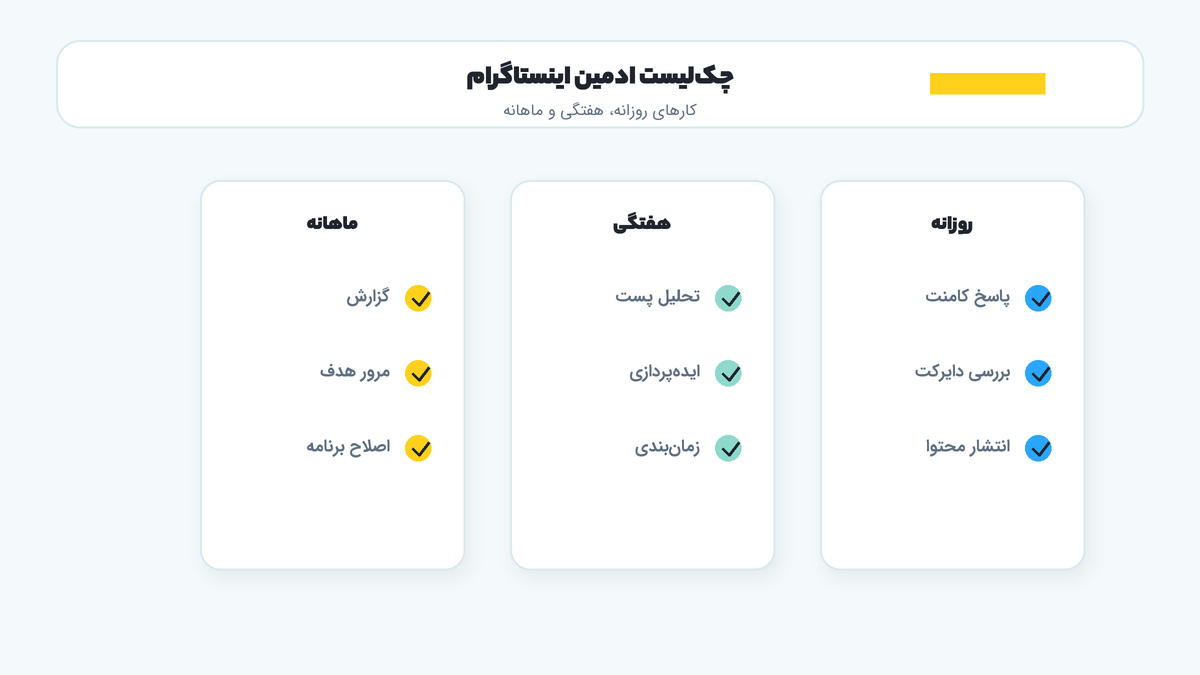 تصویر چکلیست وظایف ادمین اینستاگرام