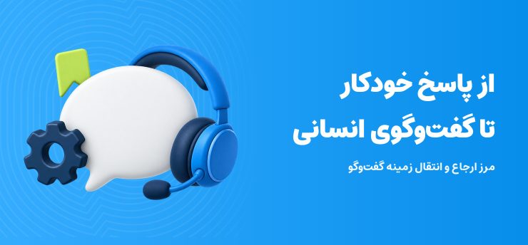 انتقال دایرکت از پاسخ خودکار به ادمین؛ حباب گفت‌وگو، چرخ‌دنده و هدست